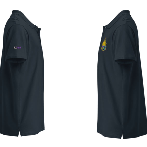 side view of custom billiard polo shirts.